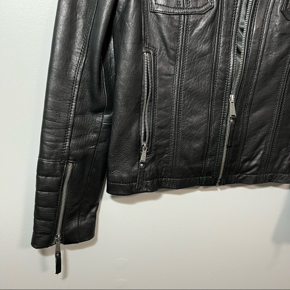 MICHAEL Michael Kors Black Leather Biker Jacket - Picture 3 of 8